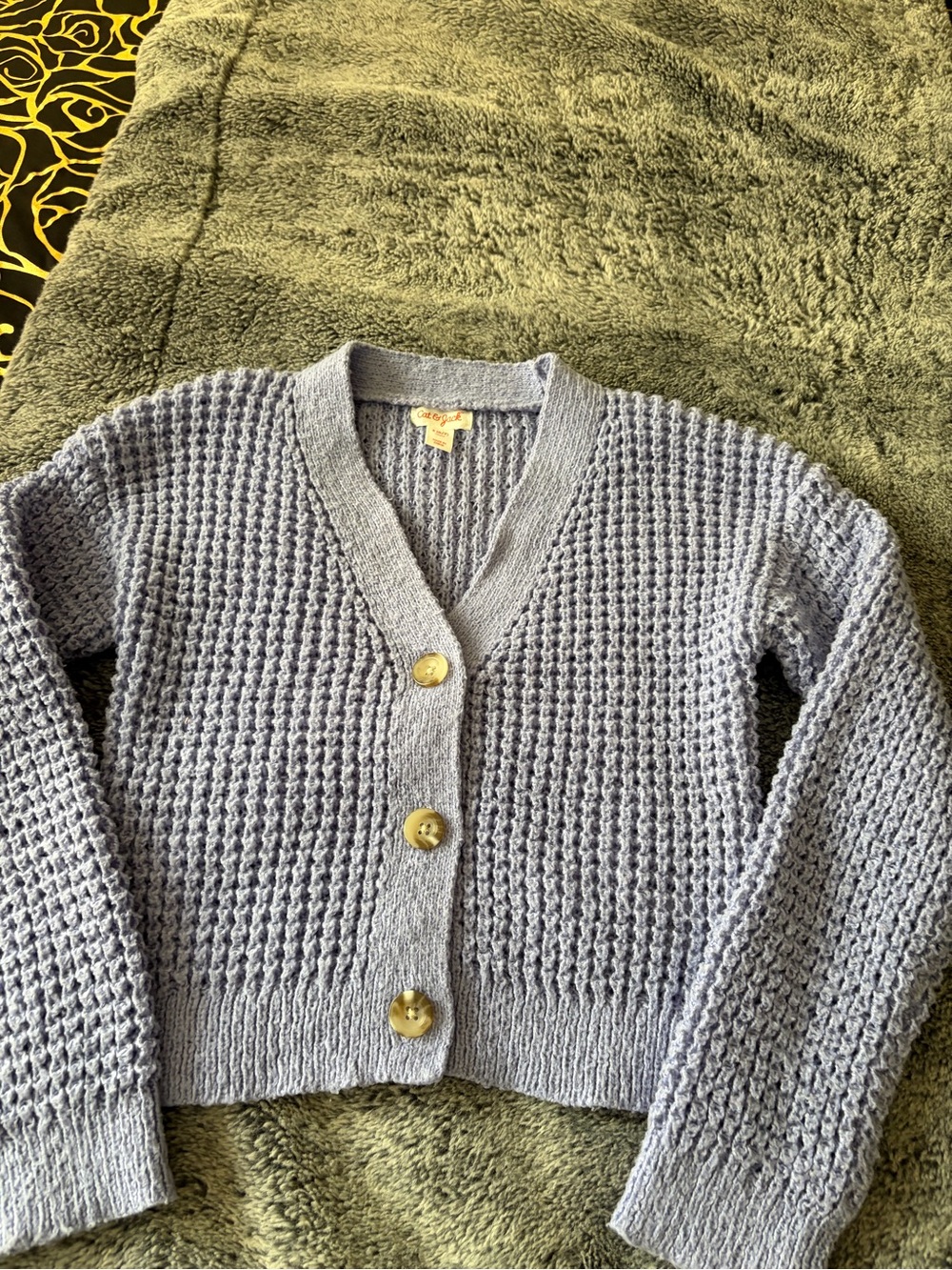 Cat & Jack Light purple Chunky V-Neck Button Cardigan
